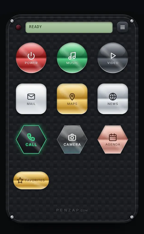 The Penzap remote opened from its home-screen icon